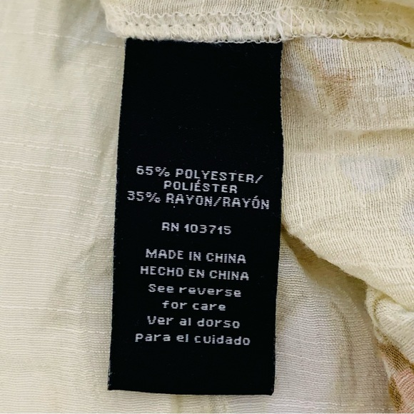 Zac & Rachel Cream Floral Print Pleated Split Neck Long Roll Tab Sleeves Size XL - Picture 7 of 11